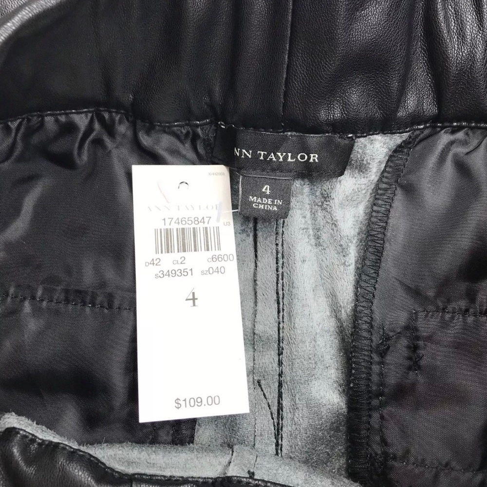 Ann Taylor Black Faux Leather Drawstring Pants - Picture 4 of 8